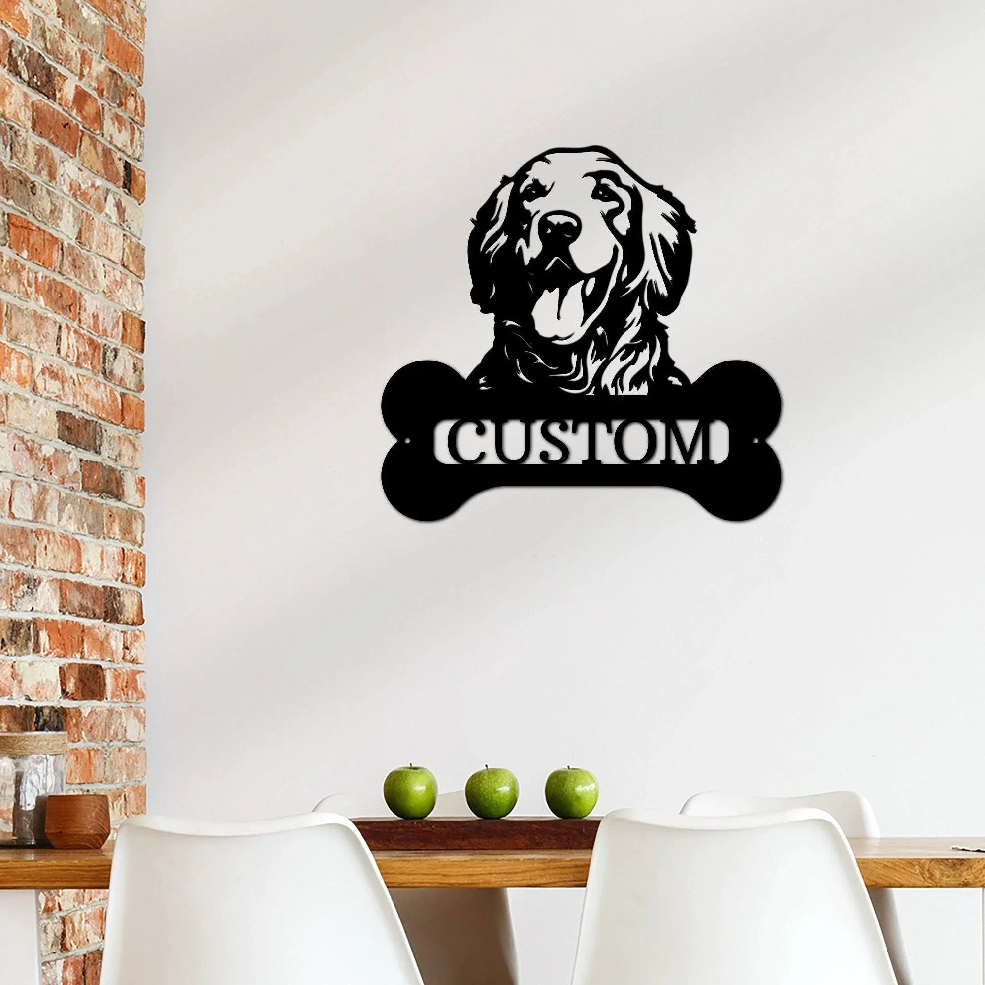 Golden Retriever Dog Custom Name Metal Art Wall Sign