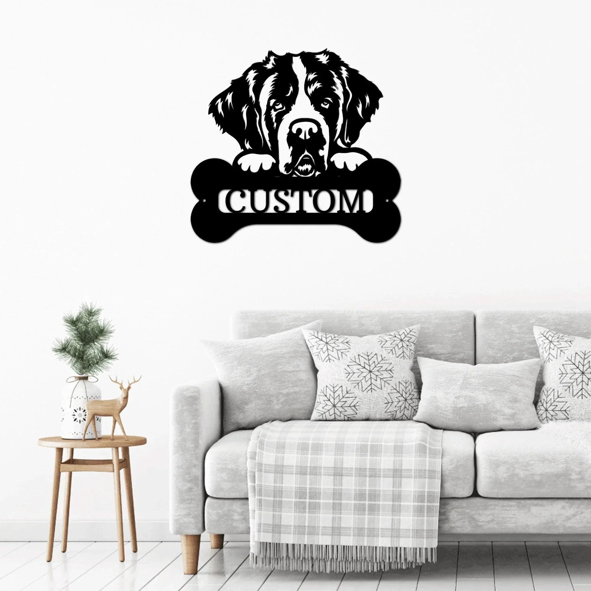 St. Bernard Dog Custom Name Metal Art Wall Sign