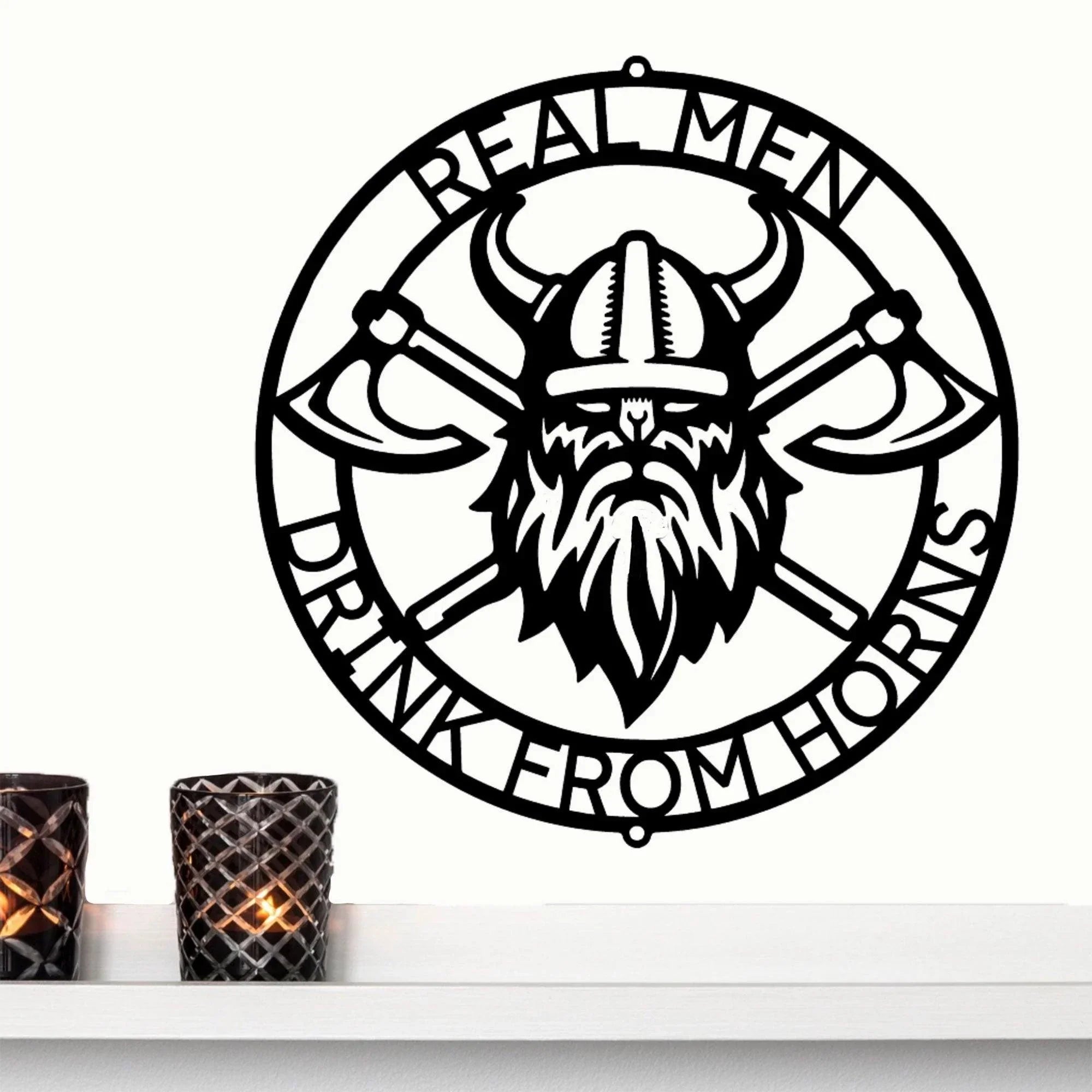 Viking Battle Axe Ring Monogram Personalized Name Indoor Outdoor Steel Wall Sign Metal Art