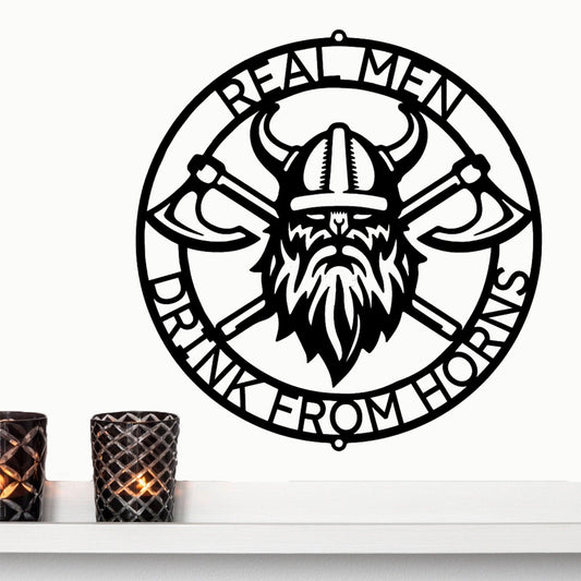 Viking Battle Axe Ring Monogram Personalized Name Indoor Outdoor Steel Wall Sign Metal Art - Mallard Moon Gift Shop