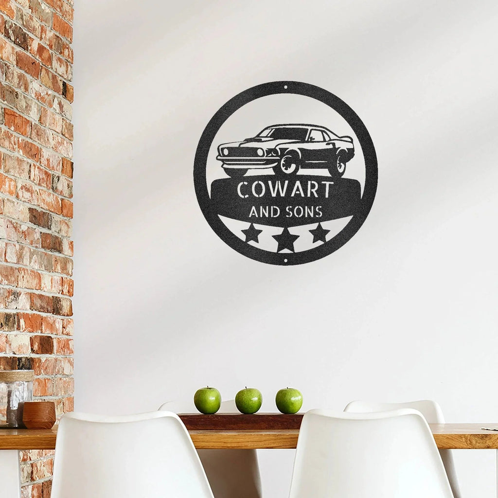 Classic Sports Car Personalized Garage Workshop Man Cave Steel Wall Sign