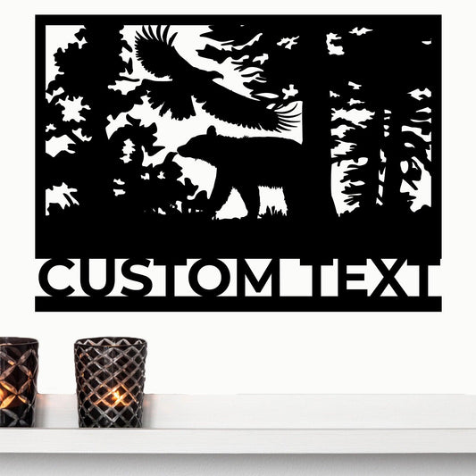 Bear and Eagle Custom Metal Wall Art - Mallard Moon Gift Shop