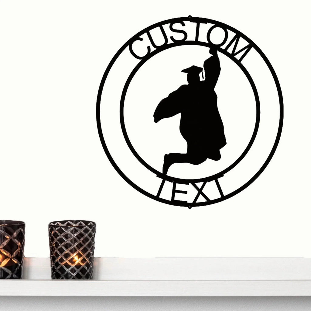 Male Graduate Custom Name Metal Art Wall Sign