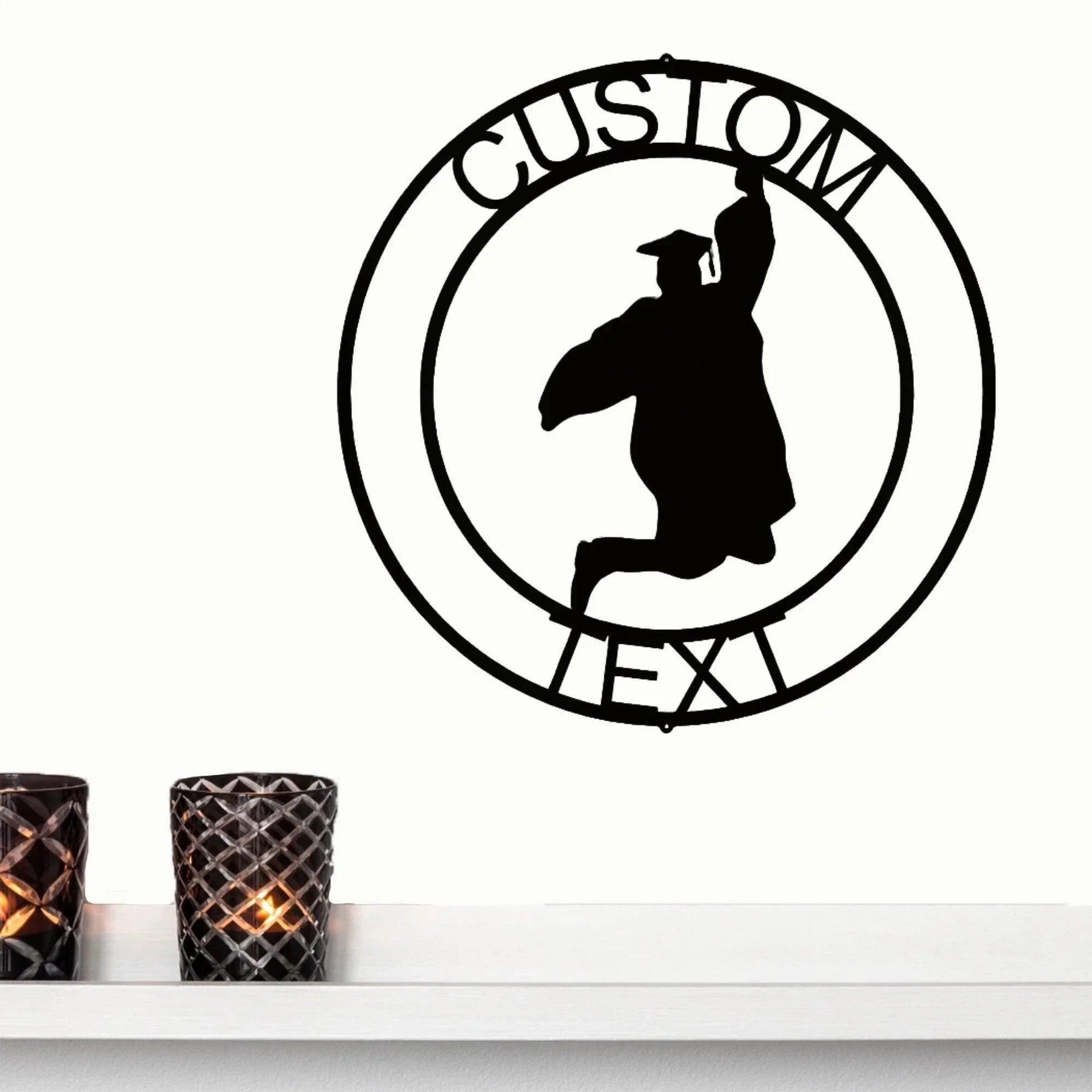 Male Graduate Custom Name Metal Art Wall Sign