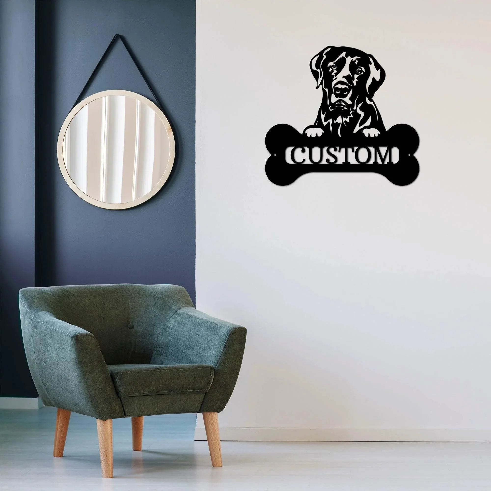 Labrador Retriever Dog Custom Name Metal Art Wall Sign
