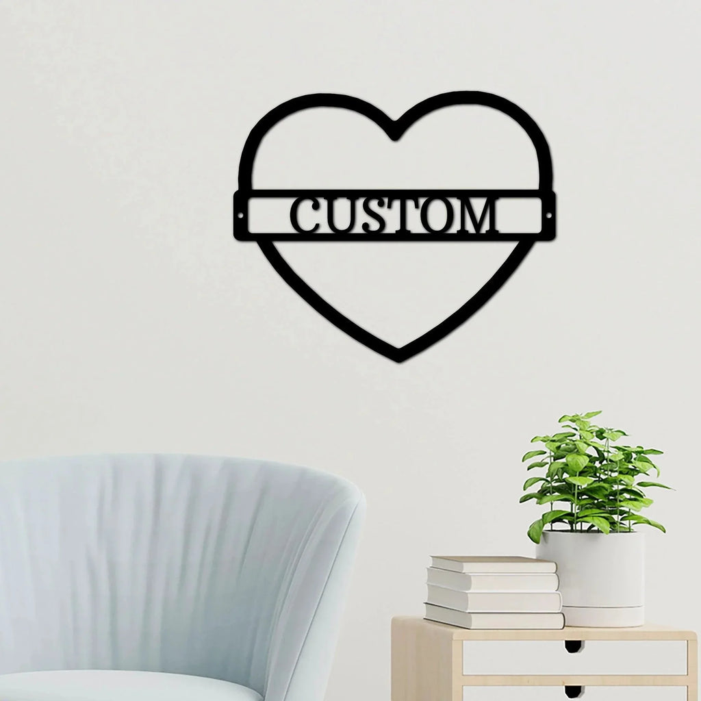 Custom Heart Shaped Monogram Personalized Steel Wall Sign