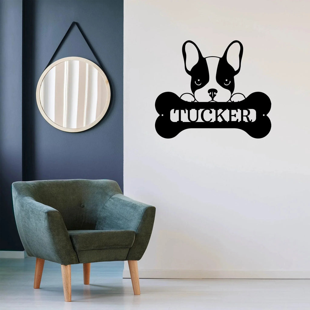 French Bulldog Custom Name Metal Art Wall Sign
