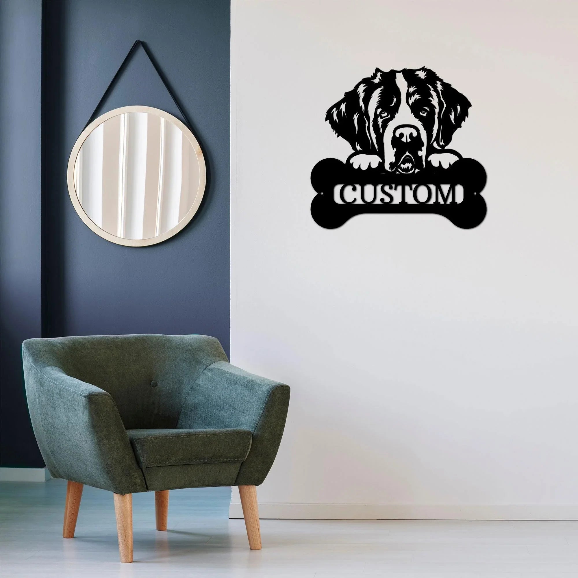 St. Bernard Dog Custom Name Metal Art Wall Sign