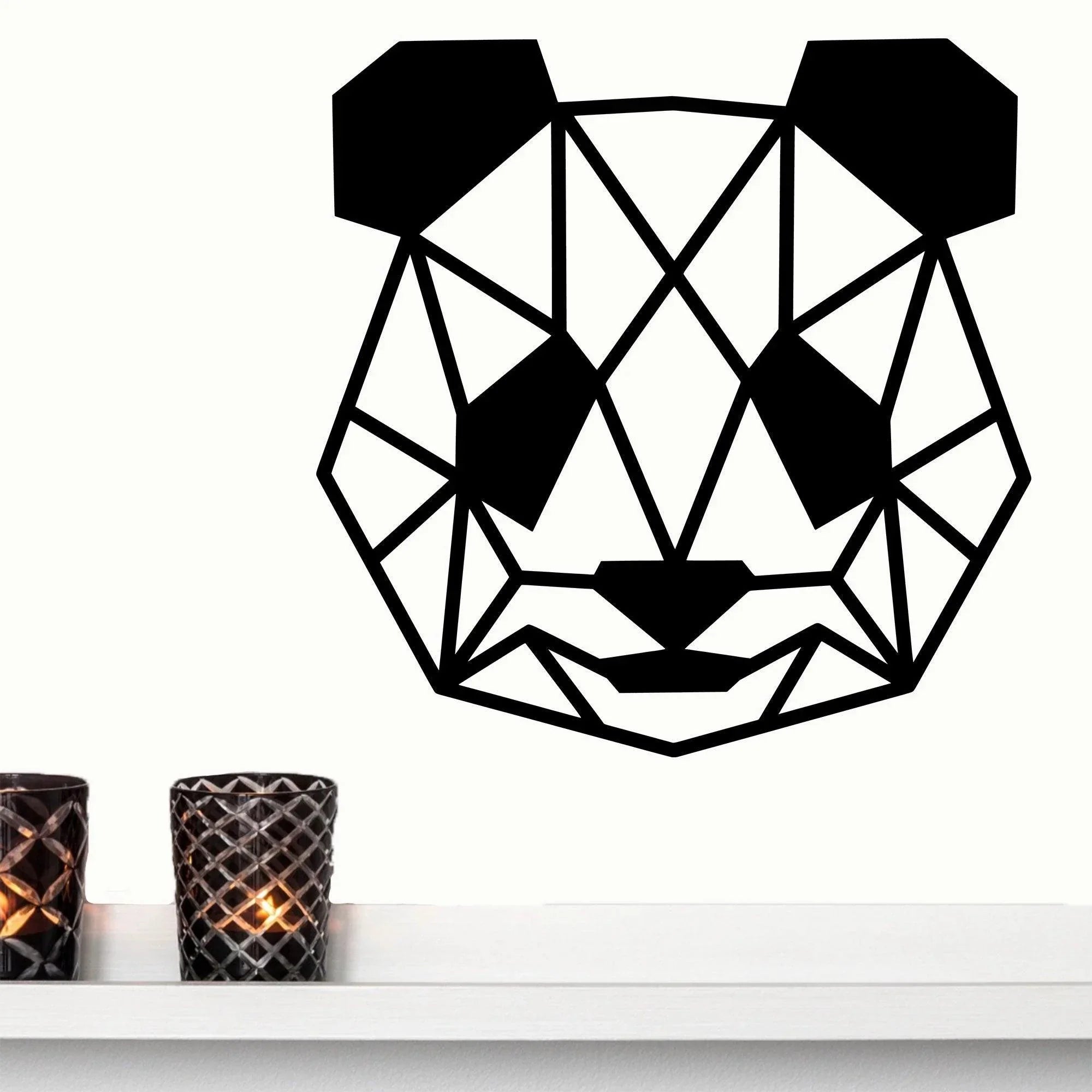 Geometric Panda Metal Wall Art – Modern Animal Steel Décor – Minimalist Panda Head Wall Hanging