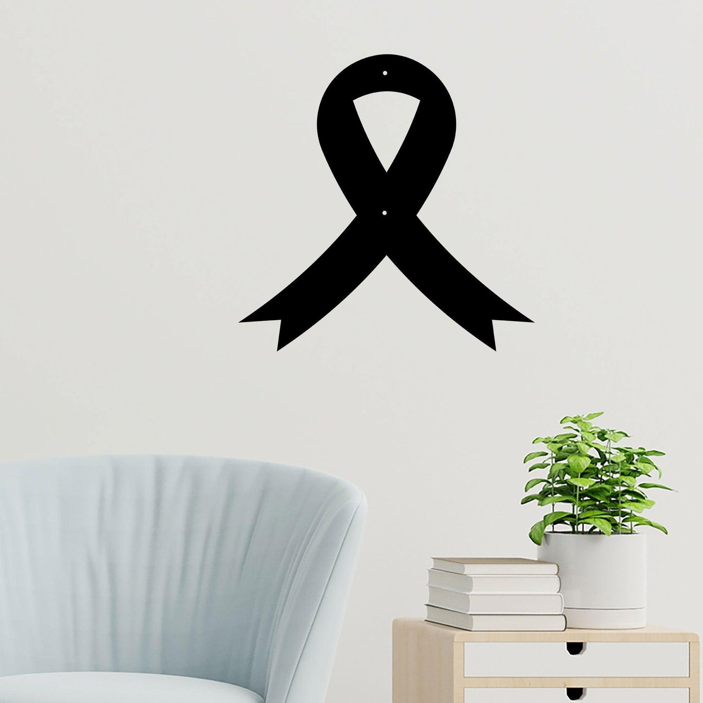 Cancer Awareness Ribbon Metal Wall Art Sign - Mallard Moon Gift Shop