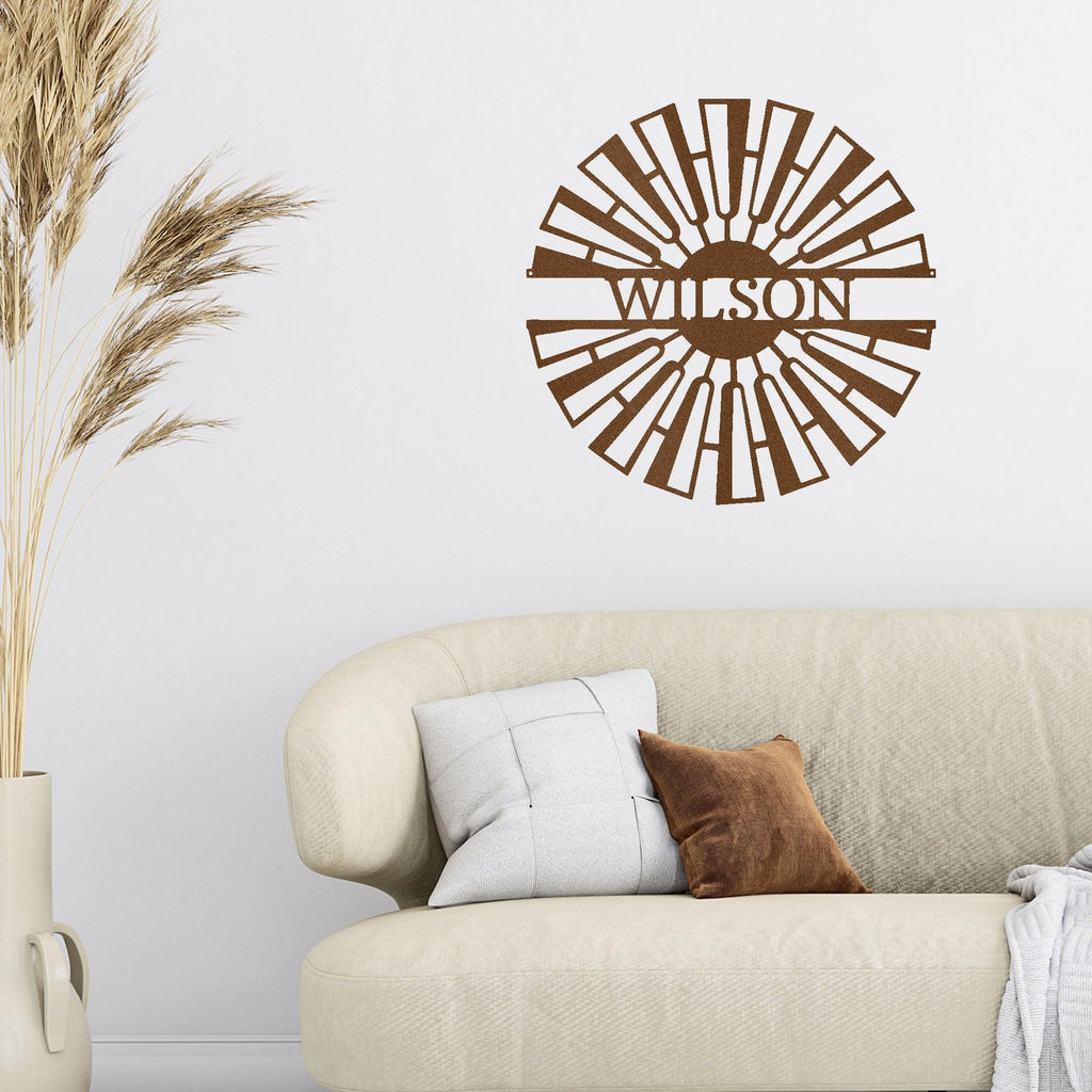 Windmill Custom Name Steel Wall Sign Metal Art