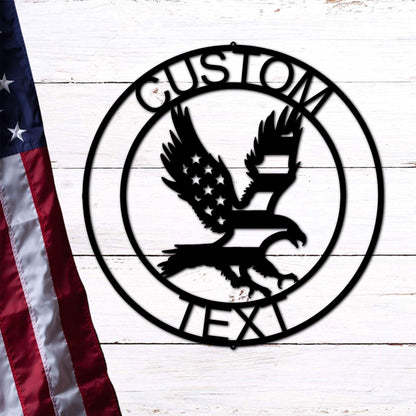 Eagle Personalized Patriotic Metal Art Wall Sign - Mallard Moon Gift Shop