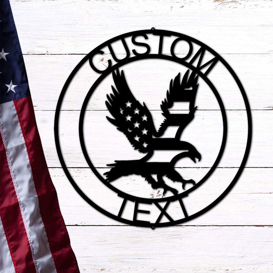 Eagle Personalized Patriotic Metal Art Wall Sign - Mallard Moon Gift Shop