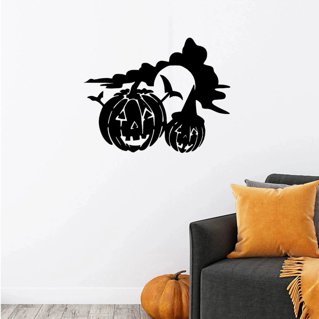 Spooky Halloween Pumpkins Metal Wall Art Sign
