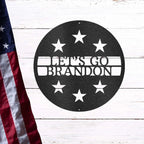 Personalized Six Star Round Metal Art Wall Sign