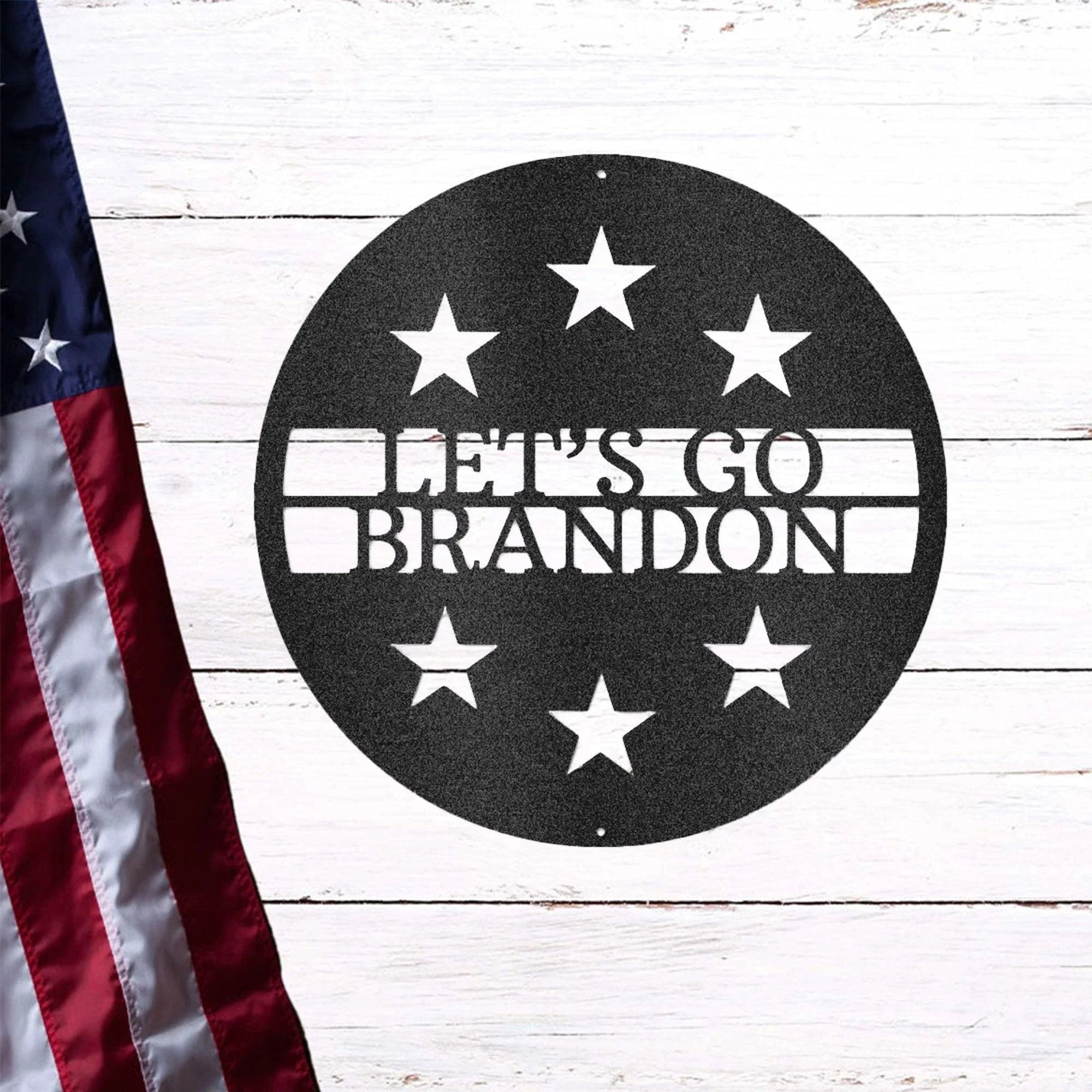 Personalized Six Star Round Metal Art Wall Sign