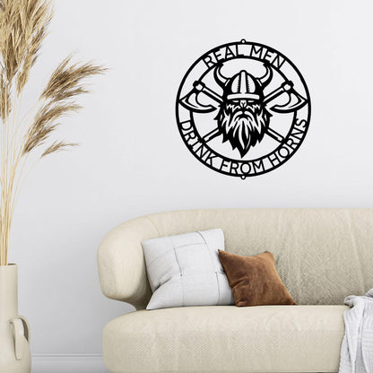Viking Battle Axe Ring Monogram Personalized Name Indoor Outdoor Steel Wall Sign Metal Art - Mallard Moon Gift Shop