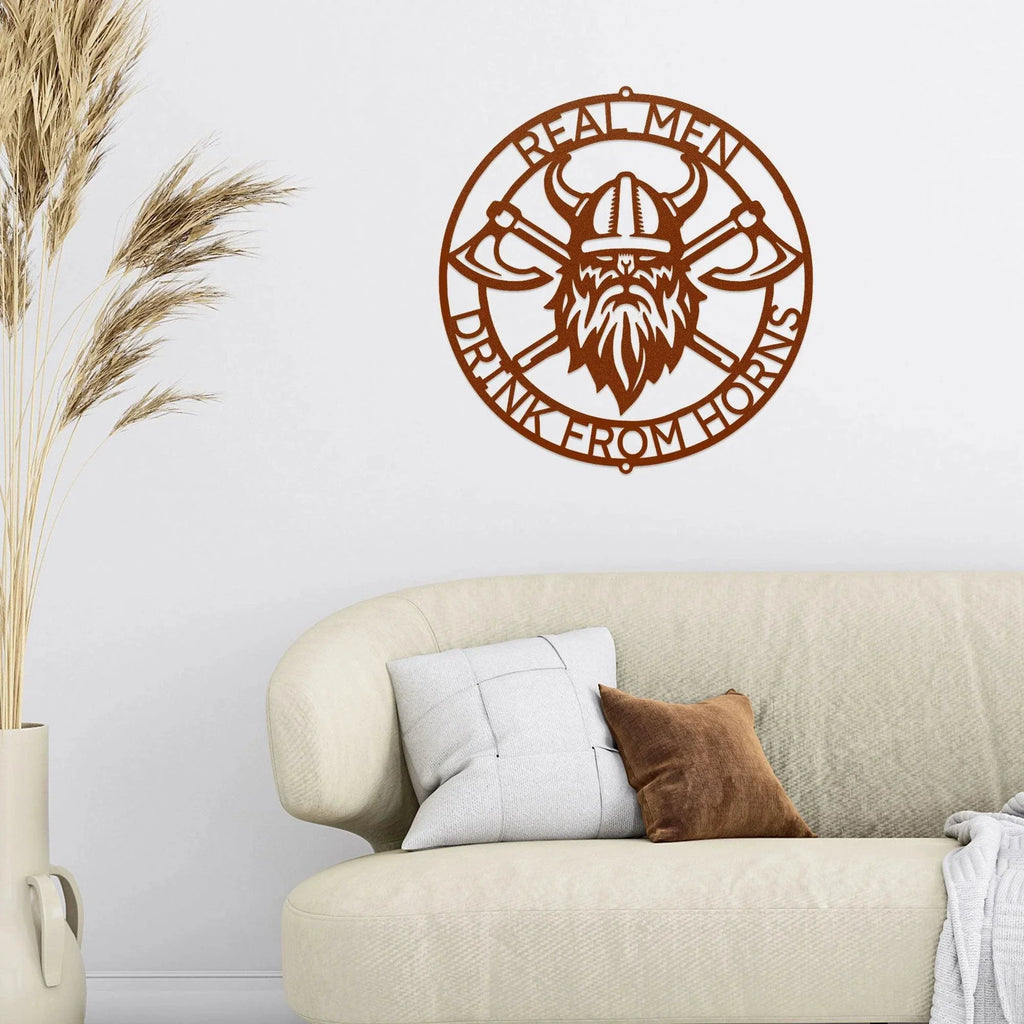 Viking Battle Axe Ring Monogram Personalized Name Indoor Outdoor Steel Wall Sign Metal Art