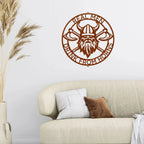 Viking Battle Axe Ring Monogram Personalized Name Indoor Outdoor Steel Wall Sign Metal Art