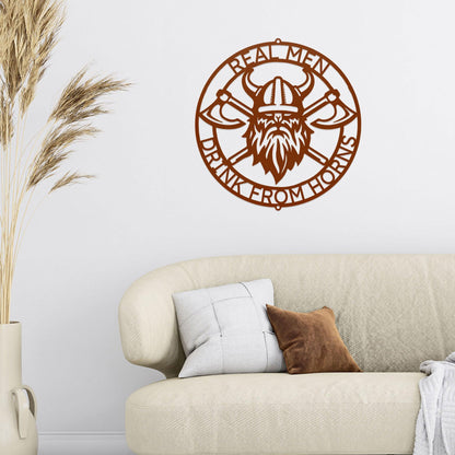 Viking Battle Axe Ring Monogram Personalized Name Indoor Outdoor Steel Wall Sign Metal Art - Mallard Moon Gift Shop