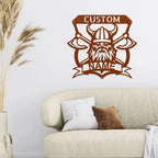 Viking Battle Axe Plaque Monogram Personalized Name Indoor Outdoor Steel Wall Sign Metal Art