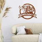 Fighting Viking Monogram Personalized Name Indoor Outdoor Steel Wall Sign Metal Man Cave Art