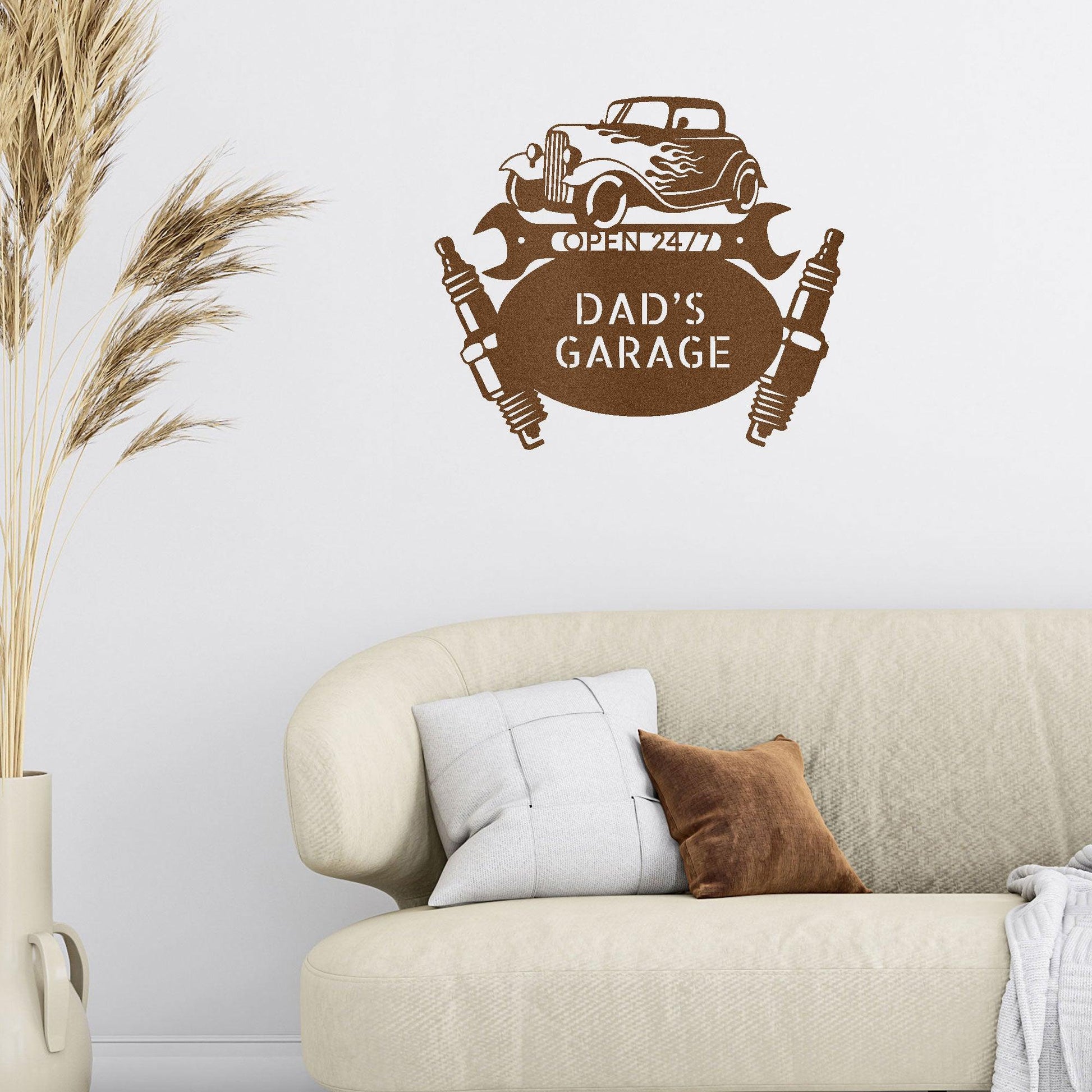 Hot Rod Mechanic Monogram Personalized Indoor Outdoor Steel Wall Sign Metal Art - Mallard Moon Gift Shop