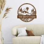 Farm Scene Custom Name Steel Wall Sign Metal Art