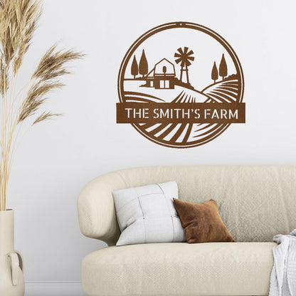 Farm Scene Custom Name Steel Wall Sign Metal Art - Mallard Moon Gift Shop