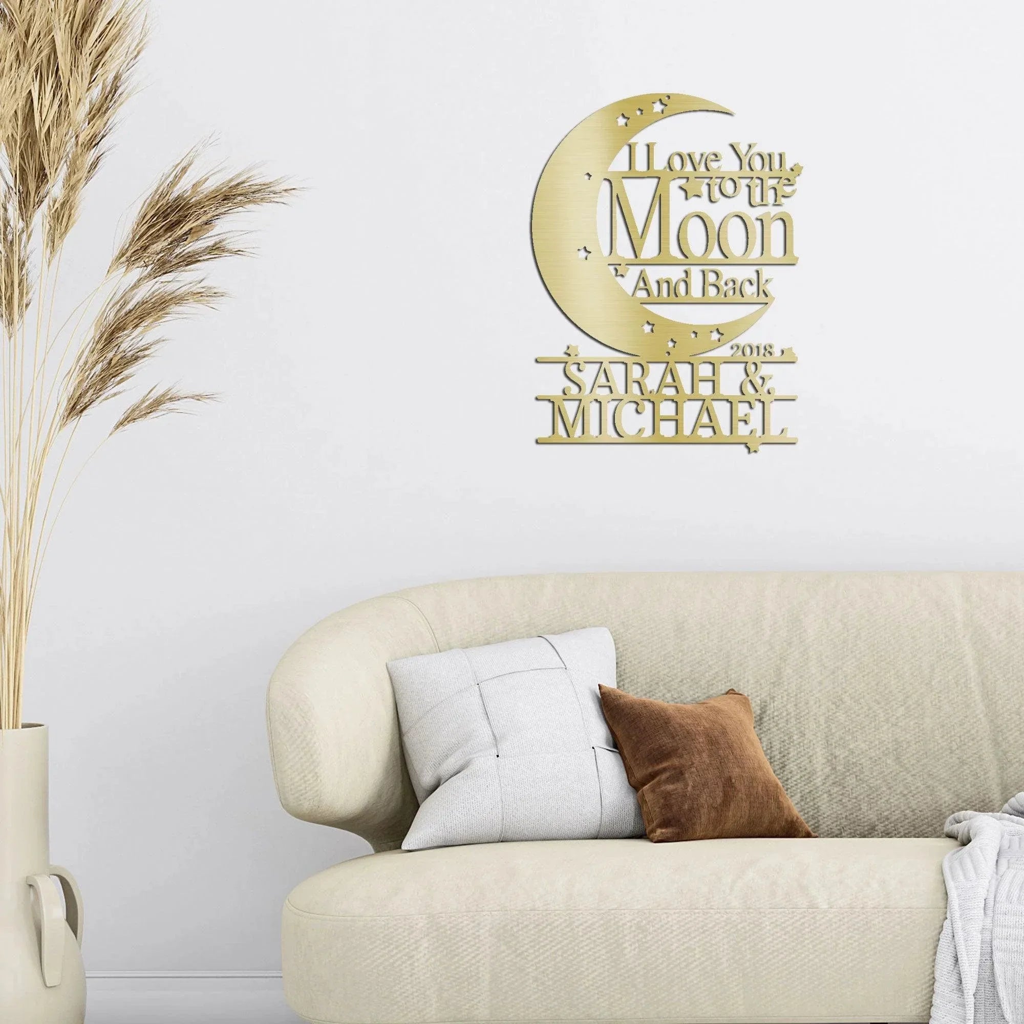 I Love You to the Moon and Back Personalized Metal Wall Art Sign