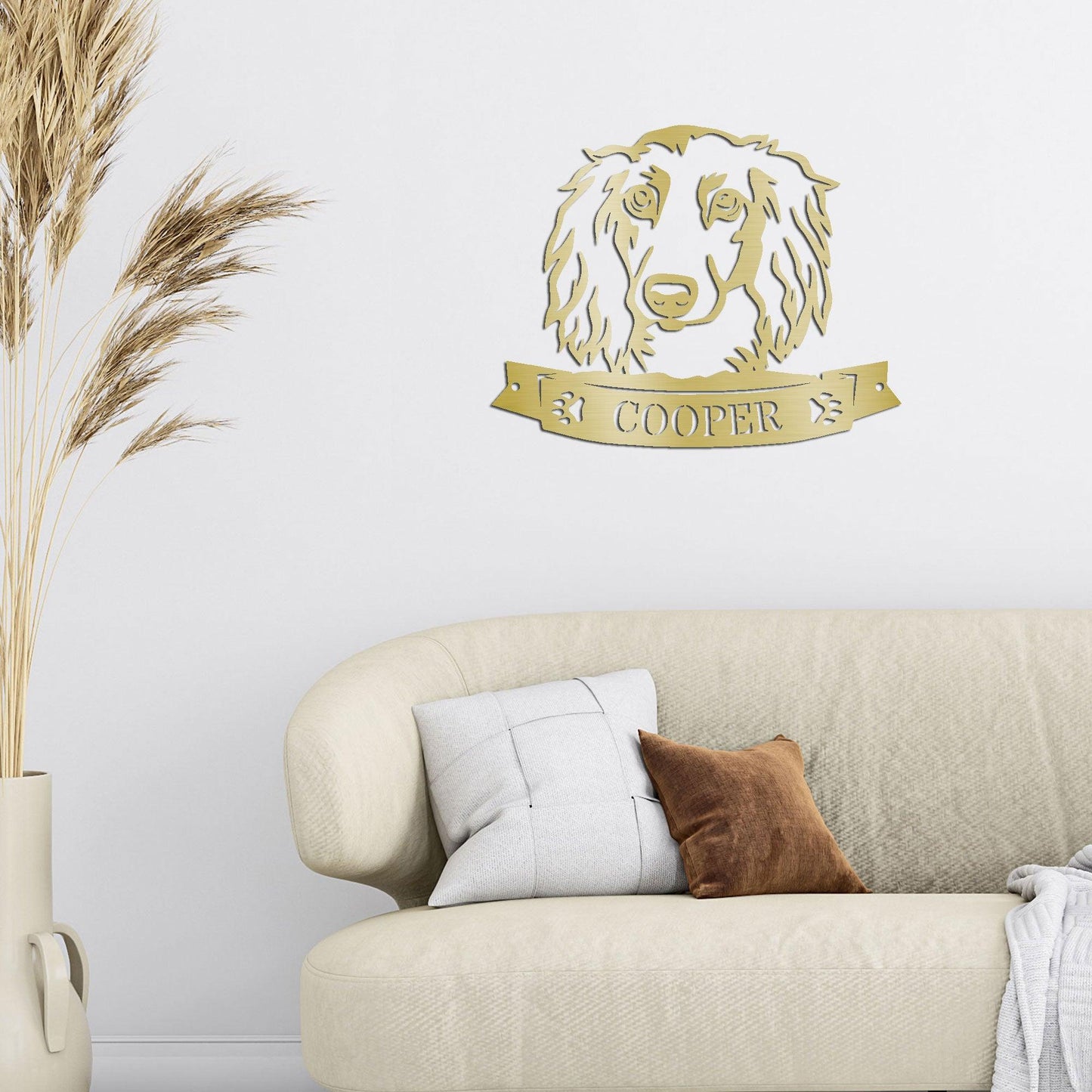 Dachshund Face Long-haired Custom Name Metal Art Wall Sign - Mallard Moon Gift Shop