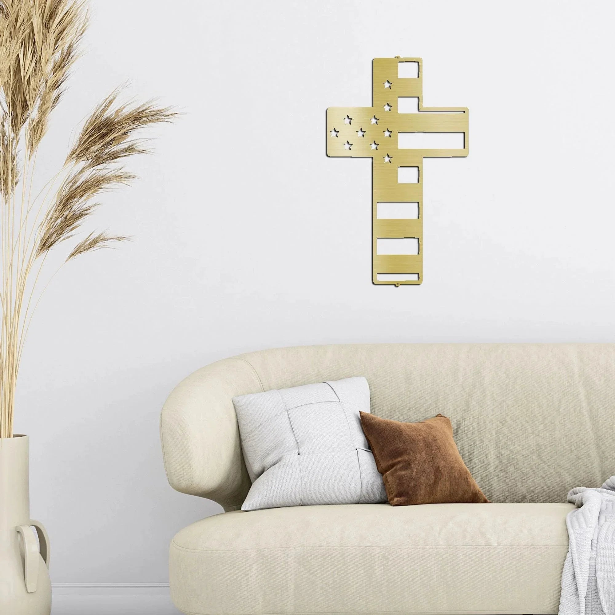 American Flag Cross Metal Art Wall Sign