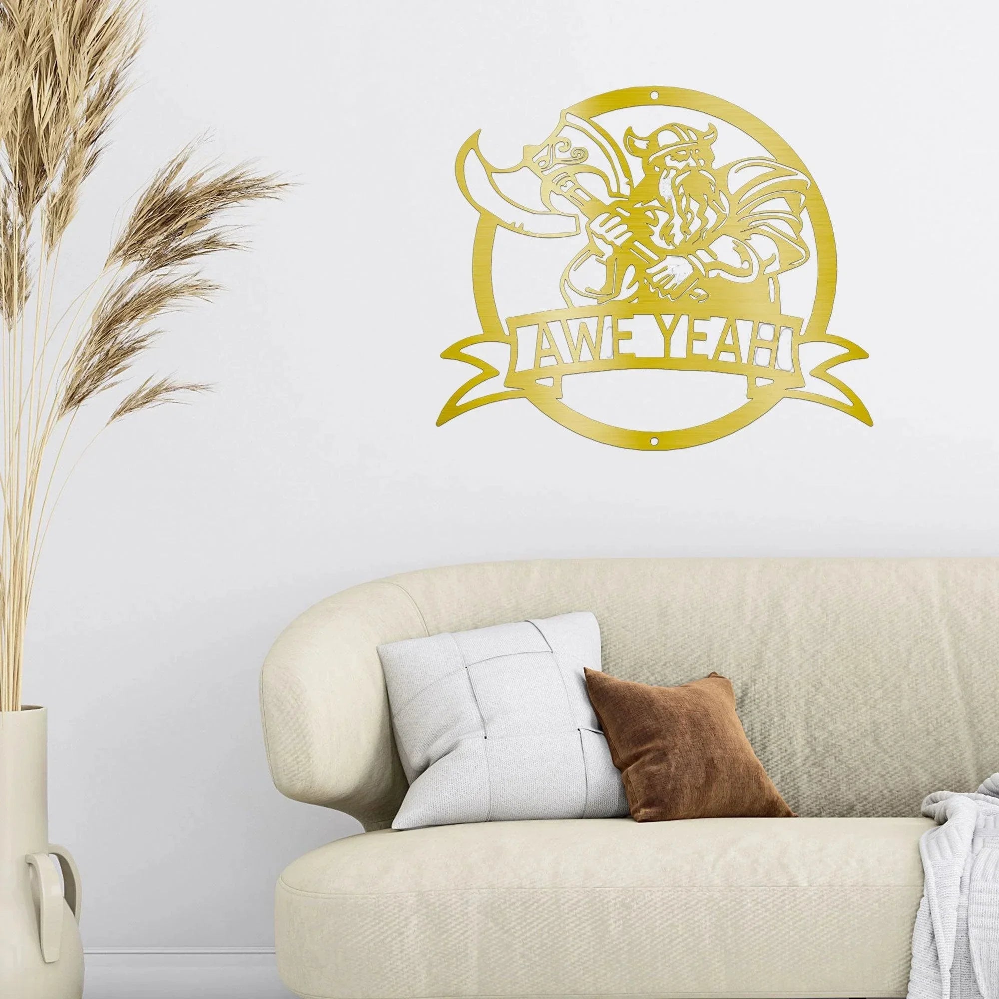 Fighting Viking Monogram Personalized Name Indoor Outdoor Steel Wall Sign Metal Man Cave Art