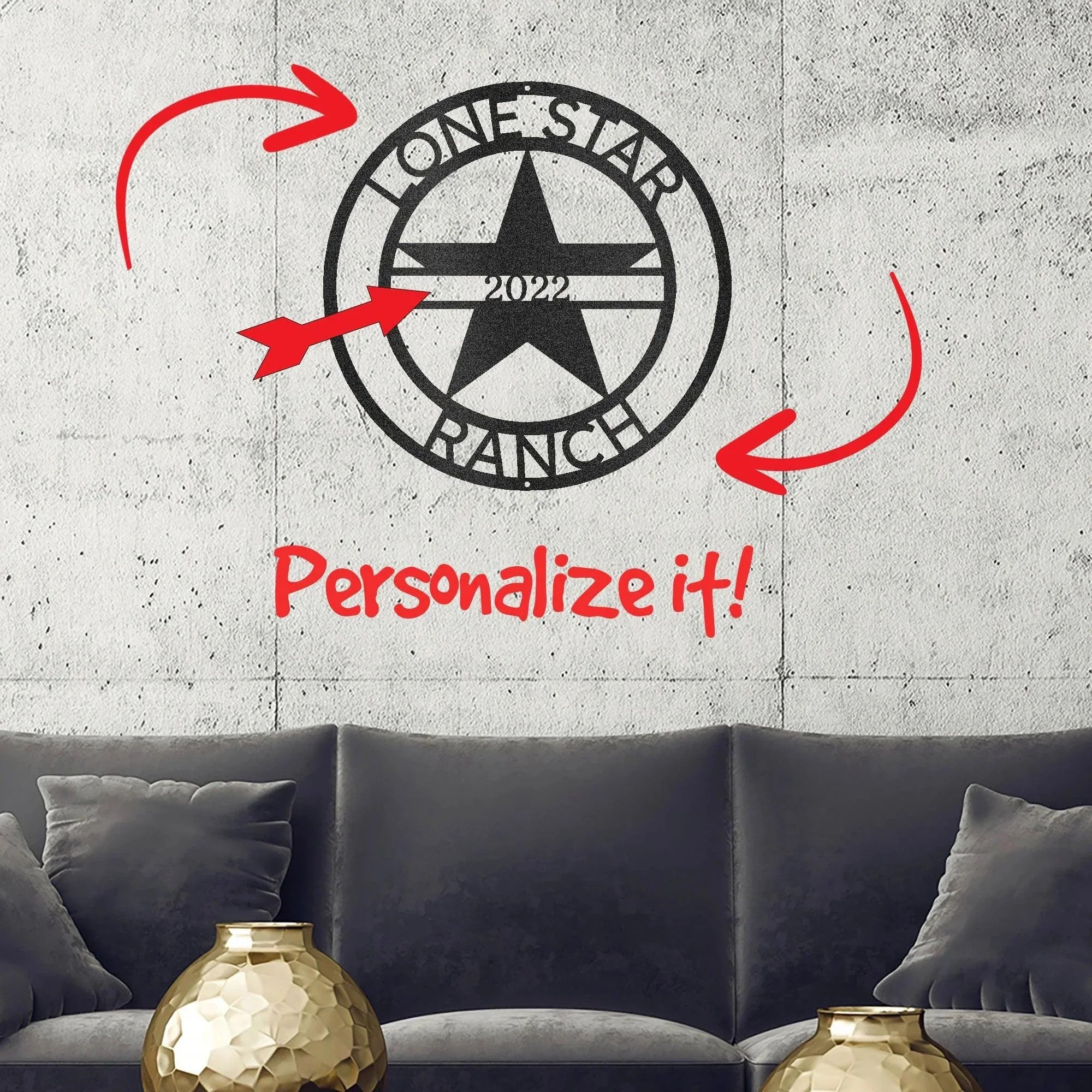 Lone Star Custom Name Metal Wall Art