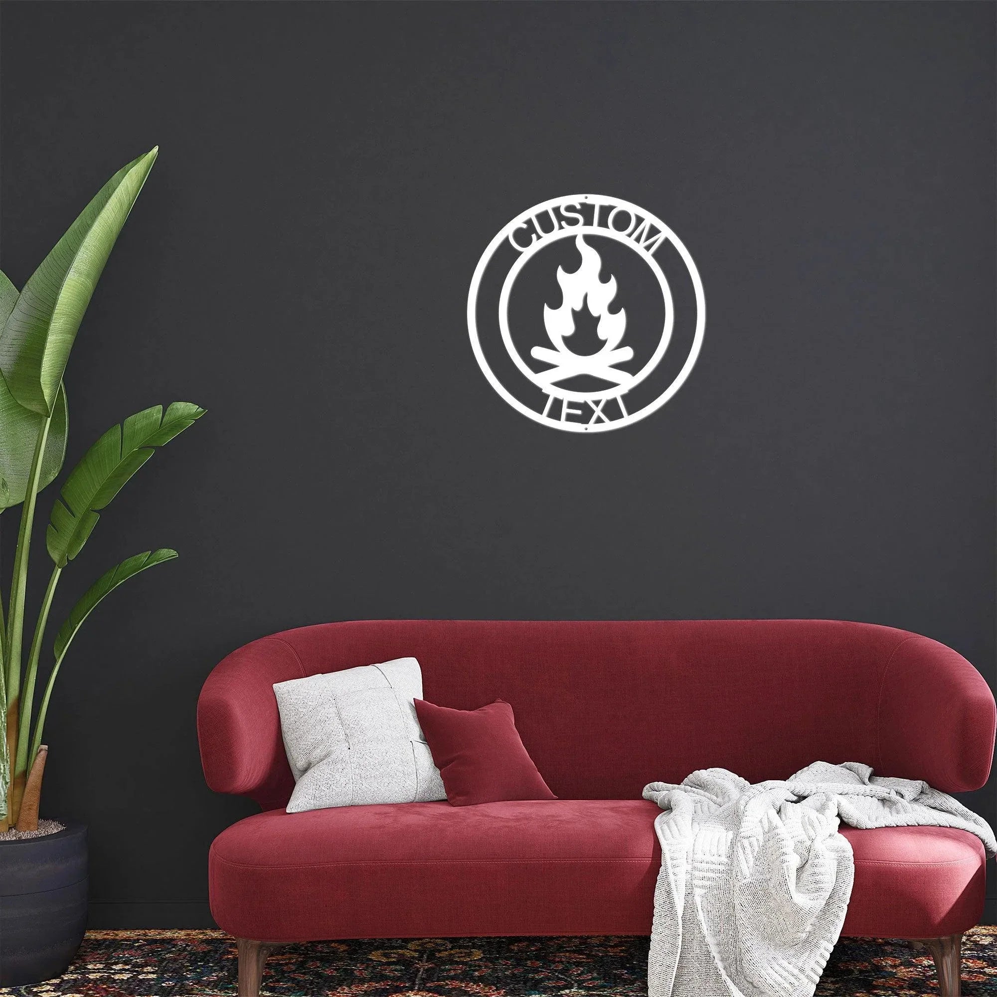 Campfire Custom Monogram Indoor Outdoor Steel Wall Sign Metal Art Home Décor