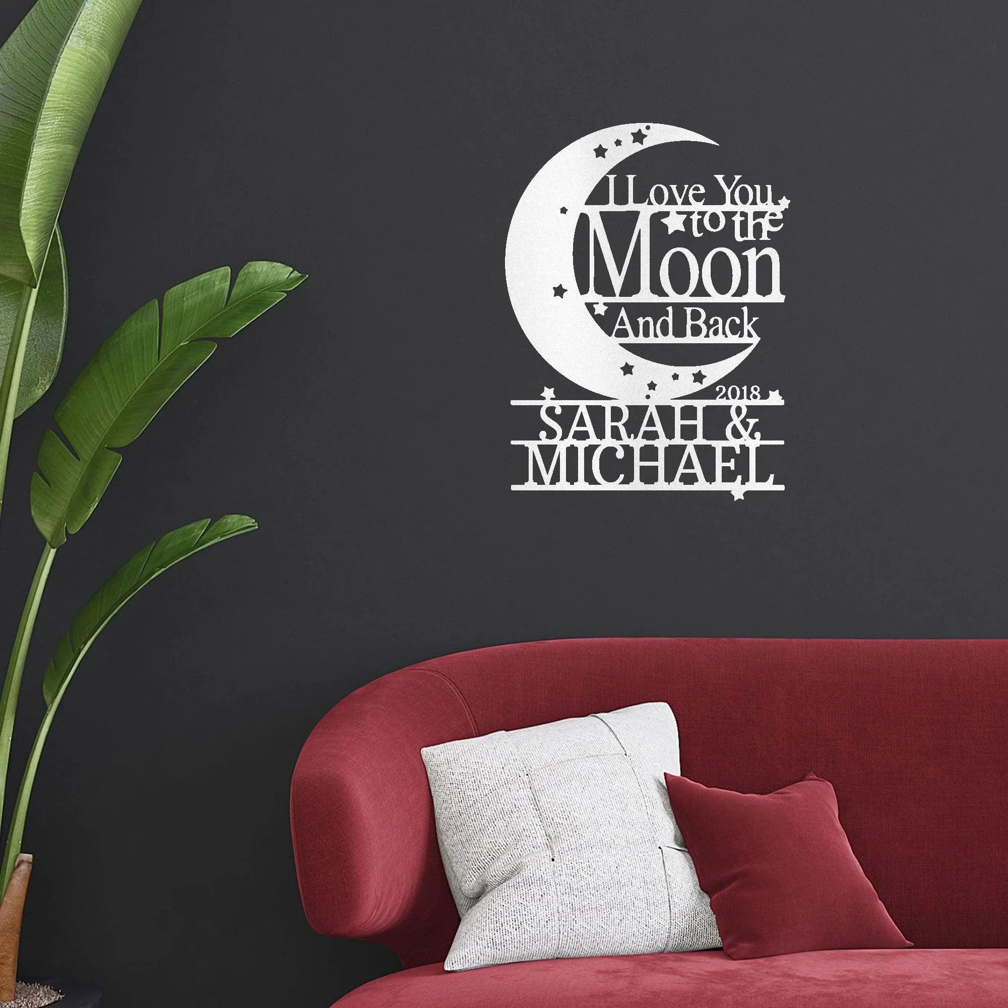 I Love You to the Moon and Back Personalized Metal Wall Art Sign