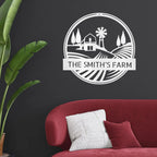 Farm Scene Custom Name Steel Wall Sign Metal Art