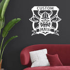 Viking Battle Axe Plaque Monogram Personalized Name Indoor Outdoor Steel Wall Sign Metal Art