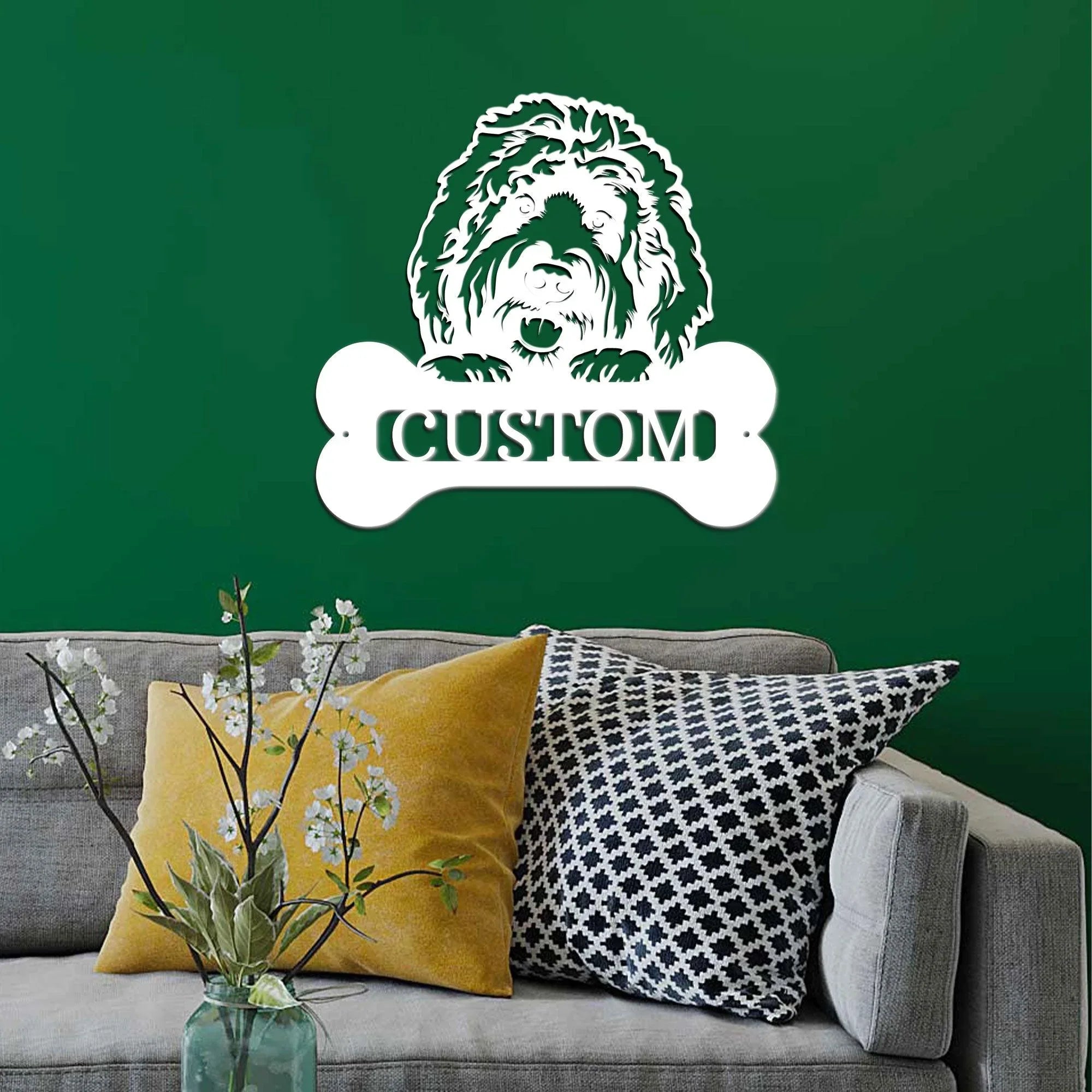 Goldendoodle Dog Custom Name Metal Art Wall Sign