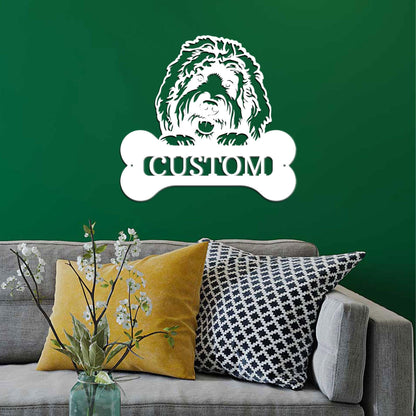Goldendoodle Dog Custom Name Metal Art Wall Sign - Mallard Moon Gift Shop