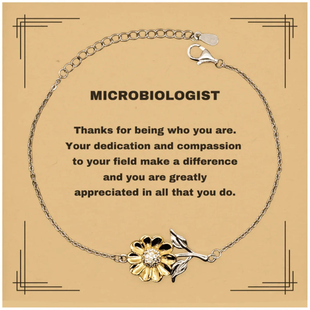 Microbiologist Sunflower Bracelet - Thanks for being who you are - Birthday Christmas Jewelry Gifts Coworkers Colleague Boss