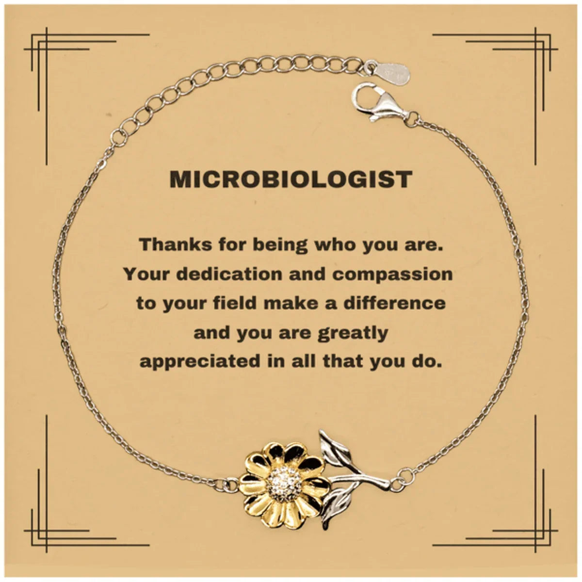 Microbiologist Sunflower Bracelet - Thanks for being who you are - Birthday Christmas Jewelry Gifts Coworkers Colleague Boss