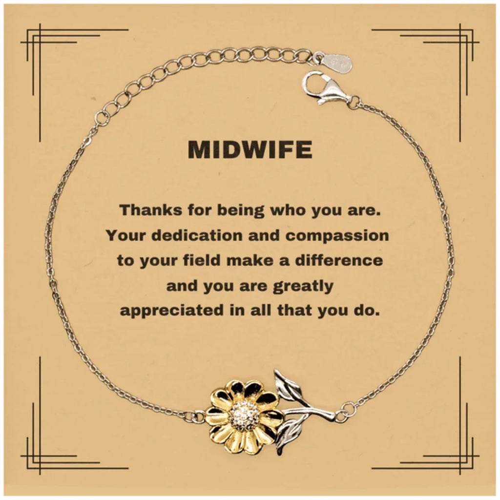 MidwifeSunflower Bracelet - Thanks for being who you are - Birthday Christmas Jewelry Gifts Coworkers Colleague Boss