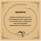 MidwifeSunflower Bracelet - Thanks for being who you are - Birthday Christmas Jewelry Gifts Coworkers Colleague Boss