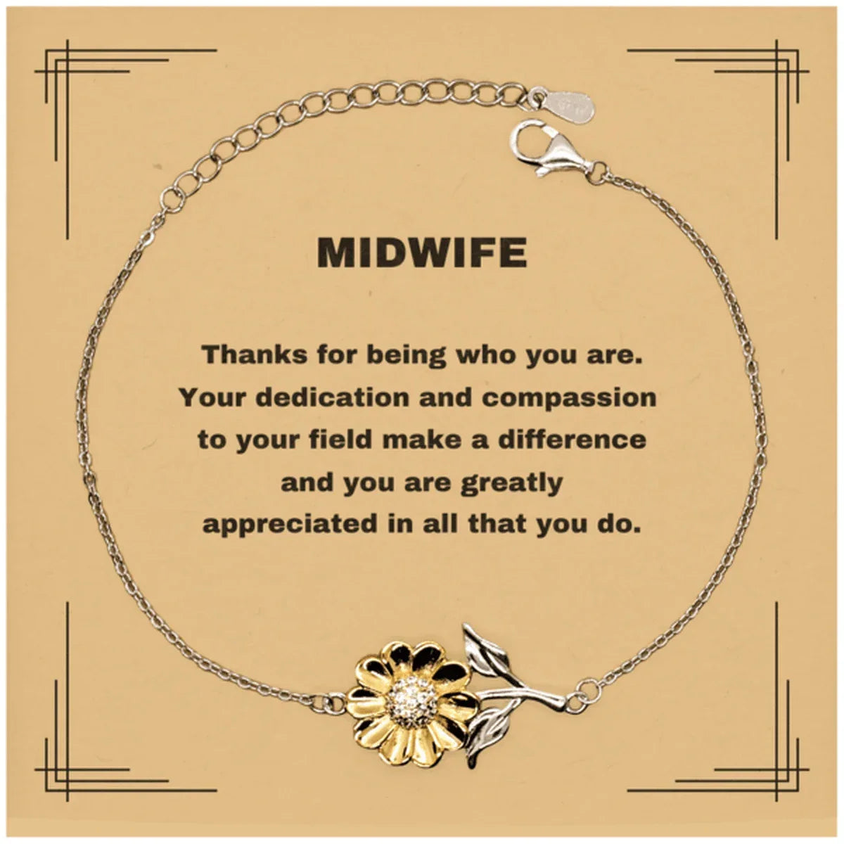 MidwifeSunflower Bracelet - Thanks for being who you are - Birthday Christmas Jewelry Gifts Coworkers Colleague Boss