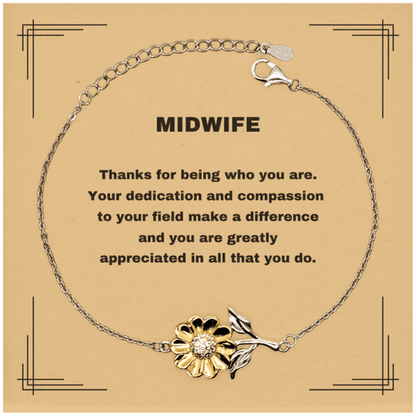MidwifeSunflower Bracelet - Thanks for being who you are - Birthday Christmas Jewelry Gifts Coworkers Colleague Boss - Mallard Moon Gift Shop