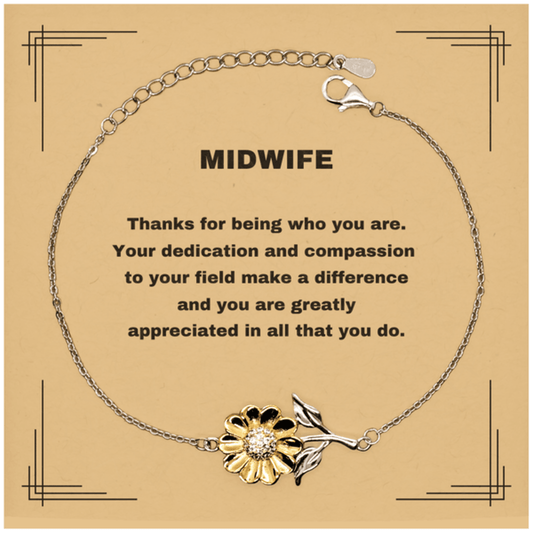 MidwifeSunflower Bracelet - Thanks for being who you are - Birthday Christmas Jewelry Gifts Coworkers Colleague Boss - Mallard Moon Gift Shop