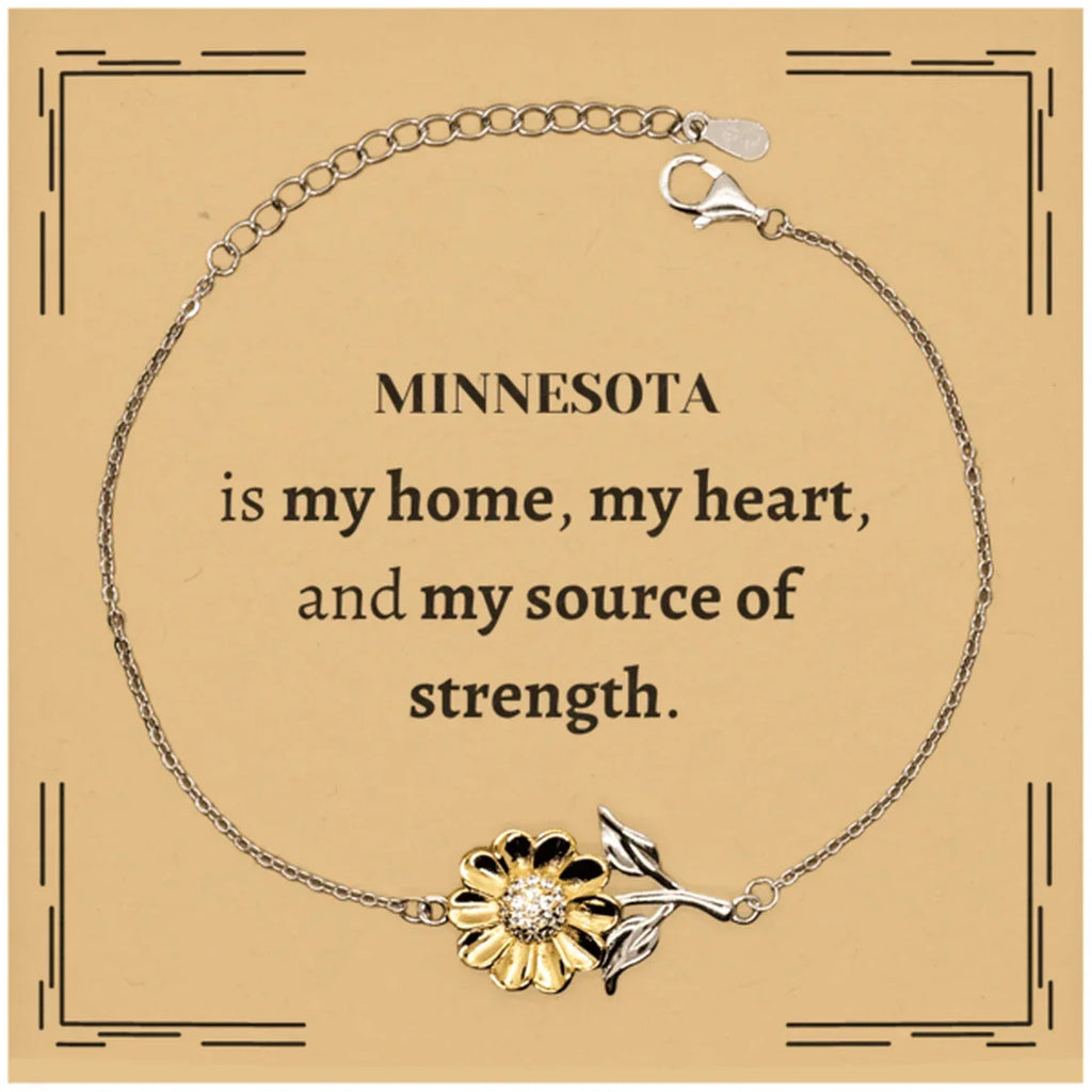 Minnesota is my home Gifts, Lovely Minnesota Birthday Christmas Sunflower Bracelet For People from Minnesota, Men, Women, Friends