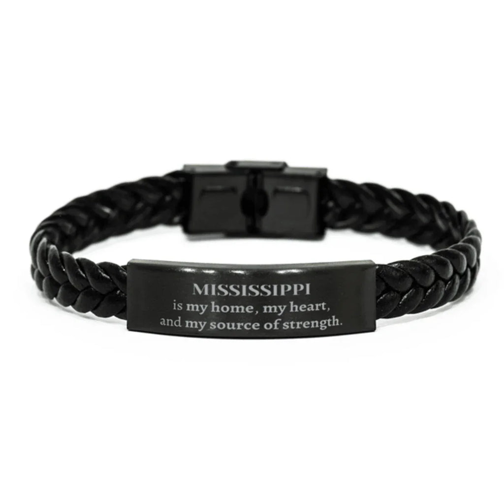 Mississippi is my home Gifts, Lovely Mississippi Birthday Christmas Braided Leather Bracelet For People from Mississippi, Men, Women, Friends
