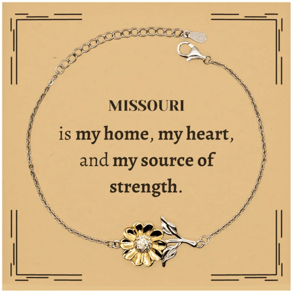 Missouri is my home Gifts, Lovely Missouri Birthday Christmas Sunflower Bracelet For People from Missouri, Men, Women, Friends